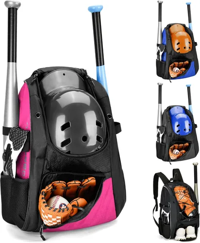 Vista 8 de DAREKUKU Mochila de béisbol juvenil, bolsa de sóftbol para niños y niñas, equipo y equipo transpirable de T-Ball y béisbol