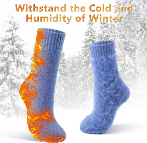 Vista 4 de 4 pares de calcetines térmicos gruesos para mujer, para clima frío extremo, calcetines cálidos de invierno, calcetines suaves y acogedores con caja