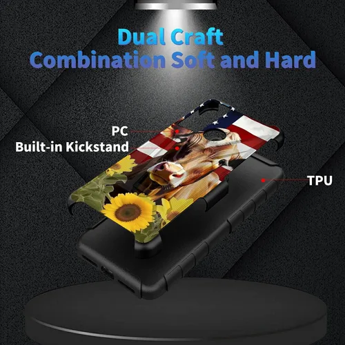 Vista 45 de Funda para AT&T Maestro Max 2021/Cricket Ovation 2 con protector de pantalla de vidrio templado, funda resistente con función atril integrada