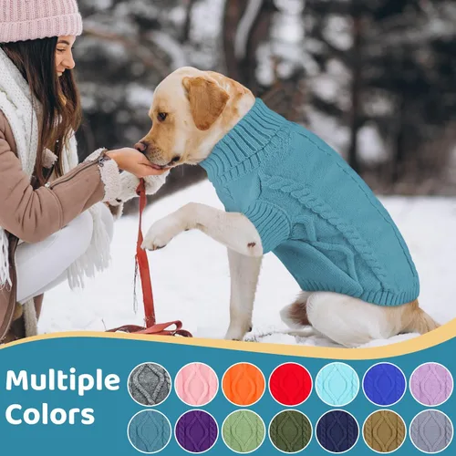 Vista 120 de Queenmore - Suéter de punto trenzado con cuello alto para perros pequeños, para climas fríos, para chihuahua, bulldog, teckel, carlino y yorkie, XS