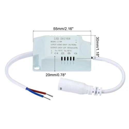 Vista 2 de PATIKIL Controlador LED de 1-3W 300mA, paquete de 3 salidas AC 85-265V 9-12V DC Conector hembra Conector rectificador de corriente constante