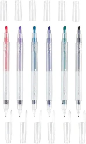 Vista 2 de Erin Condren Marcadores Gema de Doble Tinta/Doble Punta Coloridos, paquete de 6 6 bolígrafos, 12 colores de tonos joya y resaltadores en punta