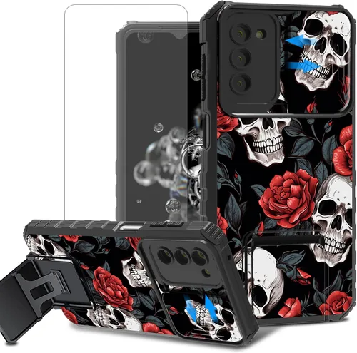 Vista 27 de Funda para teléfono Samsung Galaxy A15 5G con protector de pantalla con cubierta deslizante para cámara y soporte de doble capa híbrida resistente a