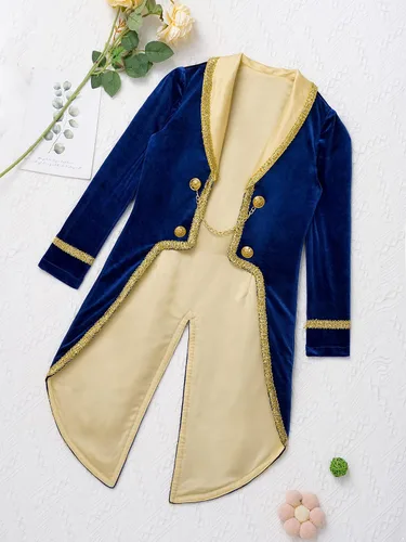 Vista 3 de QinCiao Disfraz de Prince, para disfraz de Halloween, Azul intenso, 6 años