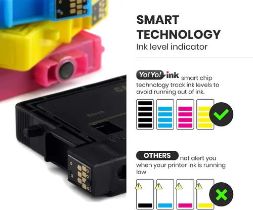 Vista 4 de YoYoink Cartuchos de tinta remanufacturados de repuesto para Epson T252XL 252 XL (4 negros, 2 cian, 2 magenta, 2 amarillos, 10 unidades)