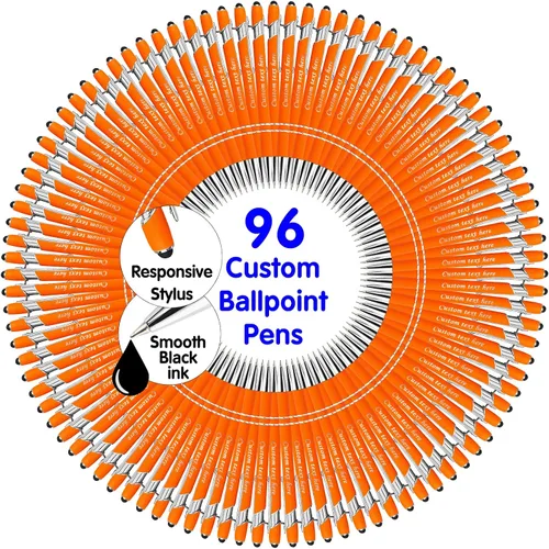 Vista 42 de Bolígrafos personalizados a granel con punta de lápiz capacitivo, bolígrafos personalizados de 0.020 in con nombre, logotipo o mensaje grabado