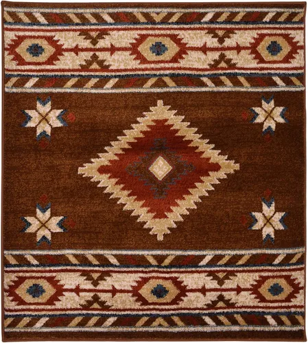 Vista 12 de Nevita Collection Southwestern Native American Design Area Alfombra geométrica (azul, 5'3" redondo)