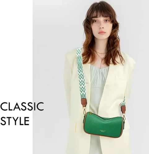 Vista 2 de YAVCOOL Bolso cruzado pequeño para mujer, con correa ancha, diseño moderno, bolso cruzado y bolso con cremallera superior