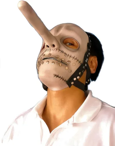 Vista 2 de Chris Fehn - Máscara de látex con cremallera y nariz larga, para disfraz de Halloween