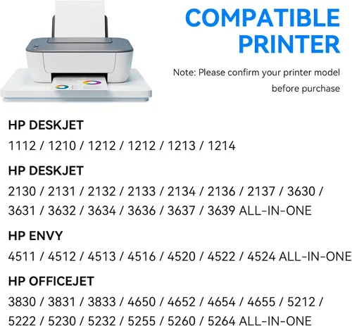 Vista 2 de 63XL - Cartucho de tinta negro remanufacturado para HP 63, compatible con impresora Officejet 3830 4650 4655 Envy 4520 3634 Deskjet 3630 1111