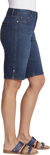 Vista 3 de Gloria Vanderbilt Bermudas de jean con cinturón de tiro medio para mujer