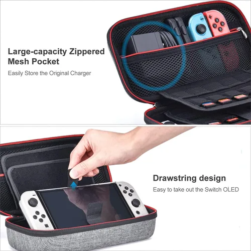 Vista 4 de Paquete de accesorios Switch OLED - innoAura - Paquete de interruptores 18 en 1 con funda para interruptor, funda de juego para interruptor