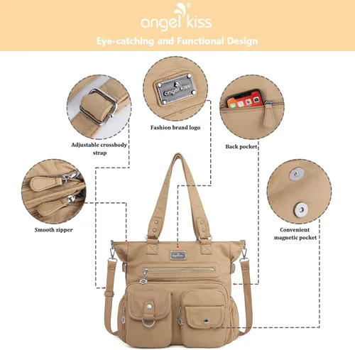 Vista 6 de Angel Kiss Bolsos de mano para mujer, bolsos de cuero sintético PU, bolsos de hombro para mujer, bolsos de bolsillo PU, Bags, Pockets