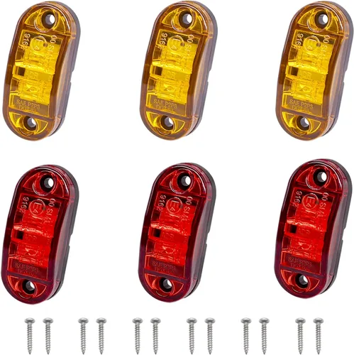 Vista 7 de Tnisesm 6 Piezas Luces LED para Remolque de 2.5 Pulgadas 2 Diodos Impermeables Luces Marcadoras Laterales Ovales de Señales y Circulación para Ámbar