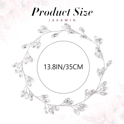 Vista 4 de JAKAWIN Novia Rhinestone boda pelo vid cristal pieza de pelo nupcial accesorio para el cabello para mujeres y niñas HV190