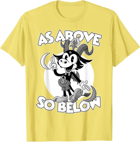 Vista 34 de Camiseta de dibujos animados retro de Baphomet Pagan As Above So Below, Negro, S