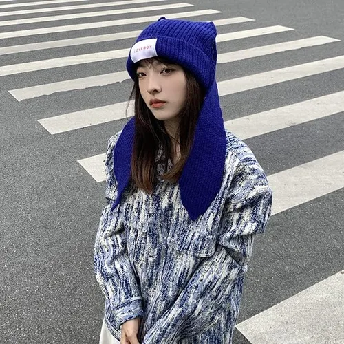 Vista 5 de RICHTRUE Bonitos gorros para mujer, gorros para mujer, accesorios Y2K, gorros kawaii de ganchillo para mujer, orejas de conejo