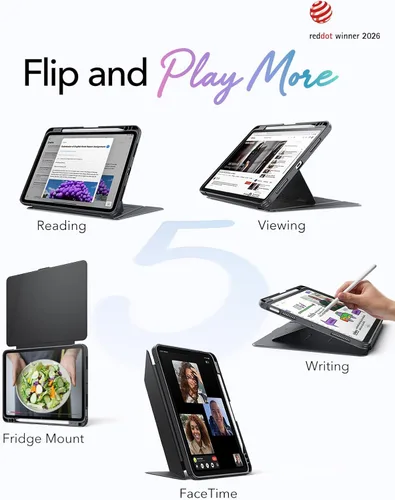 Vista 3 de ESR - Funda para iPad Air de 11 pulgadas M3/M2 (2025/2024), iPad Air de 5ª/4ª generación (2022/2020), funda con soporte vertical, múltiples ángulos