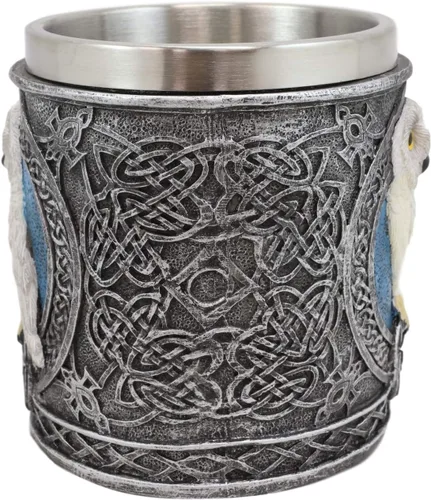 Vista 4 de Ebros Dazed Blancanieves Búho Blanco Nieve - Vajilla adorable de Tundra ártica con tatuaje tribal celta nudos y piedras preciosas rojas