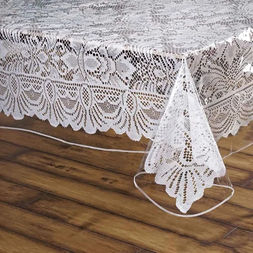 Vista 3 de BalsaCircle Mantel de vinilo cuadrado transparente de 54 pulgadas para decoración de bodas, fiestas, eventos, comedor