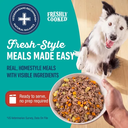 Vista 4 de Natural Balance Comida húmeda para perros recién cocinada, comida casera para mascotas, cocinada suavemente en caldo de huesos, hecha