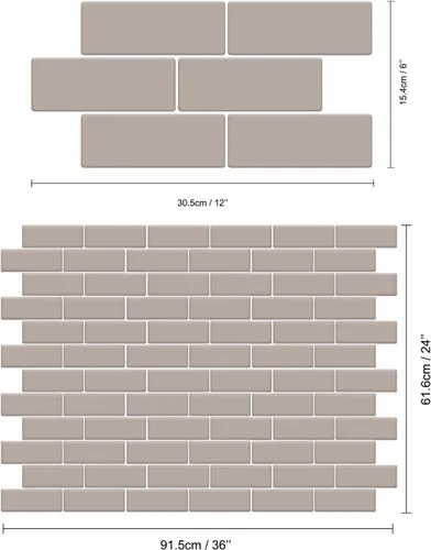 Vista 5 de WALPLUS - 12 Hojas de azulejos adhesivos 3D, 12 x 6 pulgadas, despega y pega, para loseta en muro, cocina, baño y metro, adorno resistente al calor