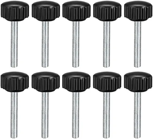 Vista 11 de uxcell Perillas de sujeción moleteadas con rosca métrica macho M4 x 0.394 in, tornillo de agarre para pulgar, tipo perno de mango de sujeción manual