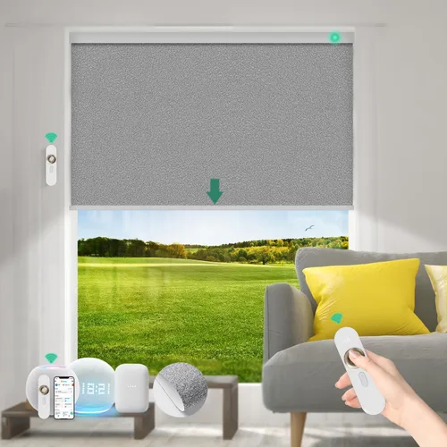 Vista 14 de Persianas motorizadas con control remoto [motor 100% opacas y silencioso] Persianas inteligentes compatibles con Alexa Google HomeKit, persianas