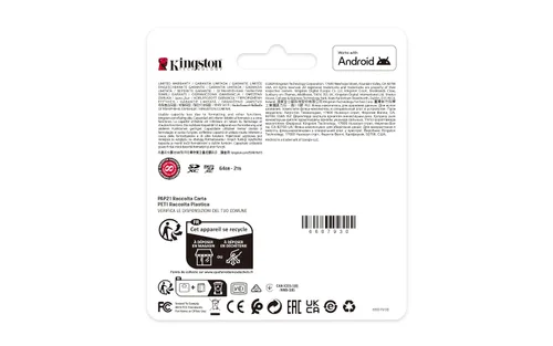 Vista 4 de Kingston Tarjeta microSD Canvas Select Plus de 64 GB Hasta 100 MB/s Clase 10, UHS-I, U1, V10, A1 SDCS3/64GB