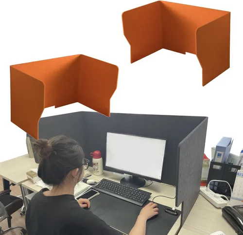 Vista 8 de Pantalla de privacidad de escritorio de 3 paneles (un juego de 2) para escuela, oficina, biblioteca, centro de llamadas, recepción, plegable