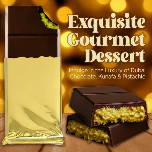 Vista 8 de Ceres Gourmet Barra de chocolate oscuro Dubai Pistachio Knafeh 3.5 oz