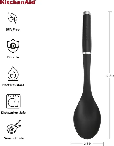 Vista 7 de KitchenAid Espátula ranurada y cuchara para untar, 13.66 pulgadas, color negro