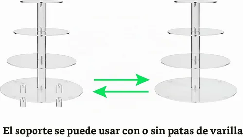 Vista 8 de Soporte para panqués de 4 niveles redondo, para bodas, de acrílico, torre de panqués, mostrador de panqués (4 niveles), Transparente