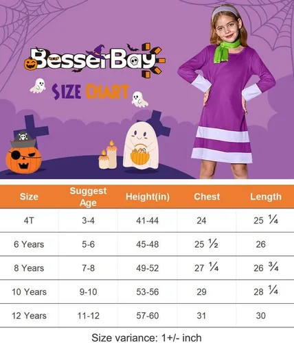 Vista 8 de BesserBay Disfraz naranja de Halloween para niñas, disfraz de manga larga para cosplay, 4-14 años