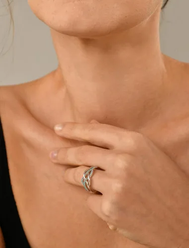 Vista 3 de YL Anillos de nudo celta de plata de ley 925, anillo de nudo torcido, piedra natal, joyería para mujer, talla 5