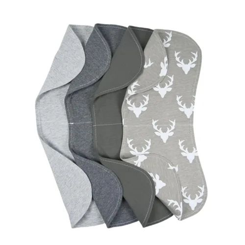 Vista 3 de Paños para Eructos de Bebé Juego de Paños para Eructos Curvados Absorbentes y Suaves Valiosos Paquete de 4 Dobles Capas (Tono Gris Ciervo)
