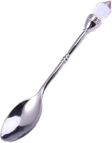 Vista 11 de Cuchara de café retro con cabeza de diamante incrustada, elegante cuchara agitadora pequeña estilo corte europeo para café, helado y postre, 4.13