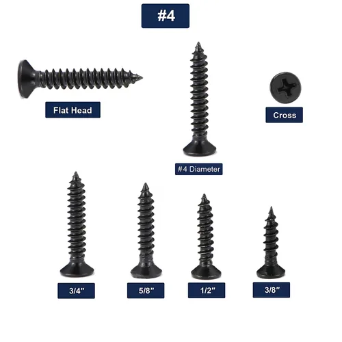 Vista 3 de Tornillos para madera #4 x 1/2", 100 tornillos de acero inoxidable 18-8 (304), cabeza plana Phillips, tornillos autorroscantes rápidos para paneles