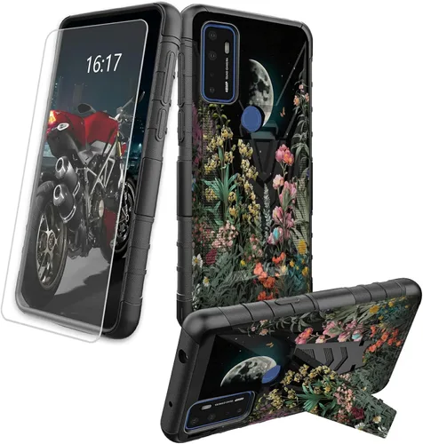 Vista 79 de Funda para AT&T Maestro Max 2021/Cricket Ovation 2 con protector de pantalla de vidrio templado, funda resistente con función atril integrada