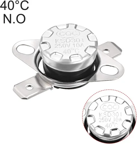 Vista 4 de uxcell KSD301 Termostato 104.0 °F/104°F 10A Normalmente Abierto N.O Ajuste Snap Disc Interruptor de Temperatura 2pcs, Material de Baquelita