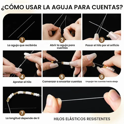 Vista 5 de LEOBRO Kit de fabricación de pulseras de cuentas de arcilla, 3524 cuentas blancas, negras y doradas para pulseras, cuentas para hacer joyas