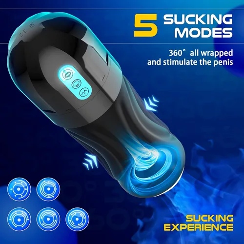 Vista 5 de Juguetes sexuales para adultos para hombres, Movakativ masturbador masculino de succión con bomba de pene, 10 vibraciones y 5 succiones, vibrador