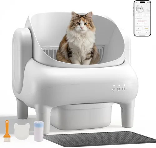 Vista 11 de GTPLAYER Caja de arena autolimpiante, caja de arena automática para gatos, control de aplicación y monitoreo de peso, protección de sensores de 01