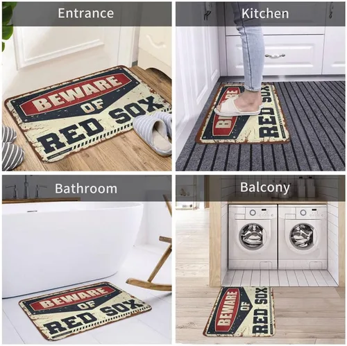 Vista 5 de Interesante felpudo de entrada Beware of Red Sox Alfombra Patio Bar Accesorios Exterior Otoño Decoración (Talla: 65X90CM)