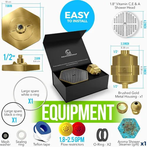 Vista 7 de AquaHomeGroup Juego de cabezal de ducha filtrado de lujo, filtro de ducha de 20 etapas para agua dura, cloro, fluoruro, metales pesados, cabezal