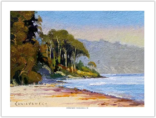 Vista 10 de Goleta Beach - Santa Barbara California - De una pintura original a color por Wade Koniakowsky - Impresión de papel mate de arte fino (sin marco)