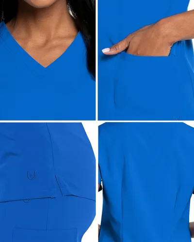 Vista 4 de Landau Womens Plus Size Urbane Performance Tailored Fit Super Stretch 3-Pocket Scrub Top 9015