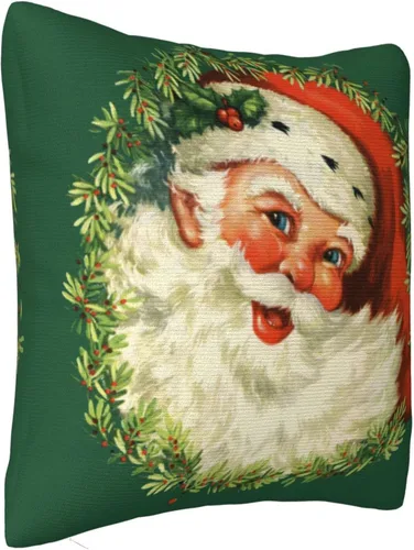 Vista 2 de San-ta Cla-us - Funda de almohada decorativa de Navidad, fundas de cojín cuadradas para sofá, cama, sofá, automóvil, hogar, decoración navideña