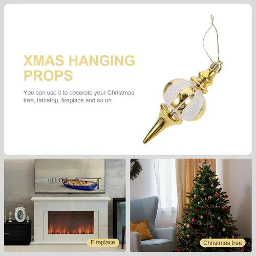 Vista 6 de Amosfun Adornos colgantes para árbol de Navidad, 4 piezas de colgantes de calabaza pintados, decoraciones de Navidad para árbol, mesa, chimenea