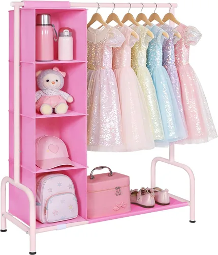 Vista 7 de Univivi Perchero para Ropa de Niños con Organizador Colgante, Almacenamiento de Vestidor Infantil para Colgar Ropa, Armario Guardarropa para Niños